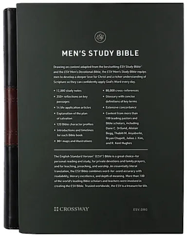 B ESV MEN'S STUDY BIBLE  FOREST/TAN  TRAIL DESIGN
