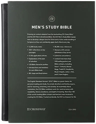B ESV MEN'S STUDY BIBLE  CHARCOAL  SHIELD DESIGN
