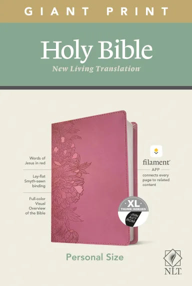 B NLT PERSONAL SIZE GIANT PRINT BIBLE FILAMENT ENABLED EDITION INDEXED PEONY PINK (RED LETTER EDITION)