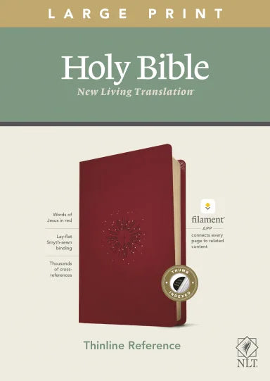B NLT LARGE PRINT THINLINE REFERENCE BIBLE AURORA CRANBERRY INDEXED RED LETTER (FILAMENT ENABLE EDITION)