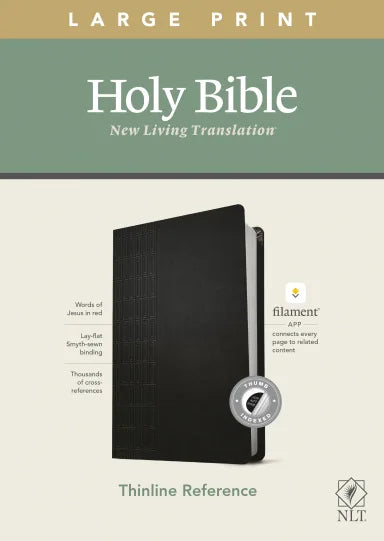 B NLT LARGE PRINT THINLINE REFERENCE BIBLE CROSS GRIP BLACK INDEXED RED LETTER (FILAMENT ENABLED EDITION)