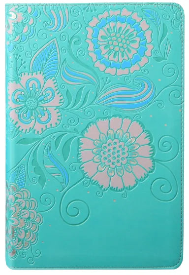 B NLT GIRLS LIFE APPLICATION STUDY BIBLE TEAL/PINK FLOWERS (BLACK LETTER EDITION)