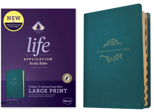 B NKJV LIFE APPLICATION STUDY BIBLE 3RD EDITION LARGE PRINT TEAL BLUE INDEXED (RED LETTER EDITION)
