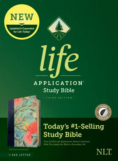 B NLT LIFE APPLICATION STUDY BIBLE TEAL FLORAL INDEXED (RED LETTER EDITION) (3RD EDITION)