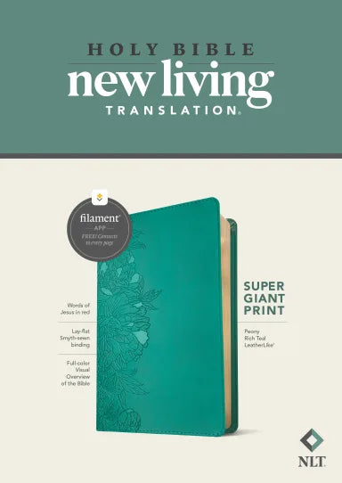 NLT SUPER GIANT PRINT BIBLE FILAMENT ENABLED EDITION PEONY RICH TEAL (RED LETTER EDITION)