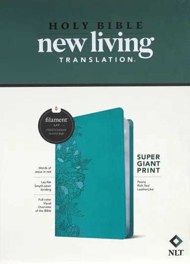 NLT SUPER GIANT PRINT BIBLE FILAMENT ENABLED EDITION PEONY RICH TEAL (RED LETTER EDITION)