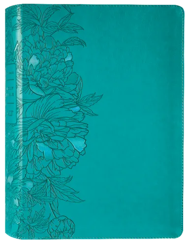 NLT SUPER GIANT PRINT BIBLE FILAMENT ENABLED EDITION PEONY RICH TEAL (RED LETTER EDITION)
