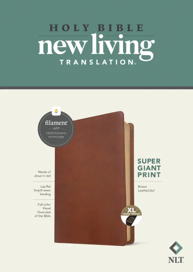 NLT SUPER GIANT PRINT BIBLE FILAMENT ENABLED EDITION BROWN INDEXED (RED LETTER EDITION)