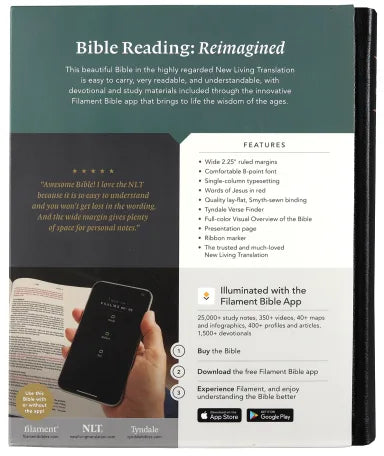 B NLT WIDE MARGIN BIBLE FILAMENT ENABLED EDITION BLACK CROSS (RED LETTER EDITION)