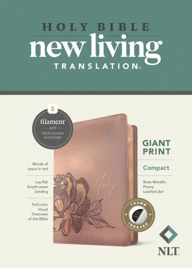 B NLT COMPACT GIANT PRINT BIBLE FILAMENT ENABLED EDITION ROSE METALLIC PEONY INDEXED (RED LETTER EDITION)