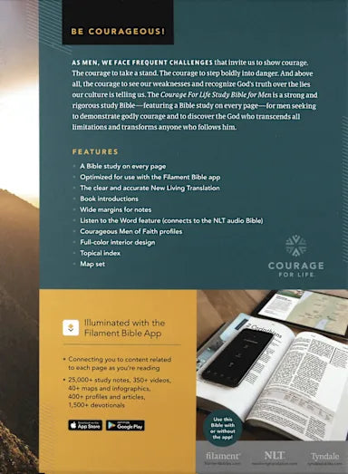 B NLT COURAGE FOR LIFE STUDY BIBLE FOR MEN FILAMENT-ENABLED EDITION ONYX LION