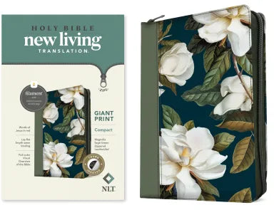 NLT COMPACT GIANT PRINT ZIPPER BIBLE FILAMENT-ENABLED EDITION MAGNOLIA SAGE GREEN INDEXED (RED LETTER EDITION)