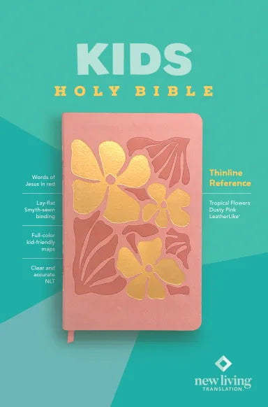 NLT KIDS BIBLE  THINLINE REFERENCE EDITION  TROPICAL FLOWERS DUSTY PINK (RED LETTER EDITION)