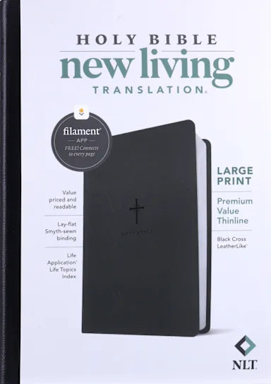 B NLT LARGE PRINT PREMIUM VALUE THINLINE BIBLE  FILAMENT-ENABLED EDITION  BLACK CROSS