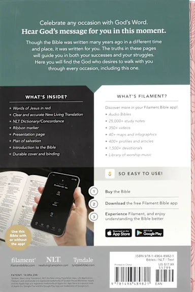 B NLT PREMIUM GIFT BIBLE FILAMENT ENABLED DUSTY PINK PETALS (RED LETTER EDITION)