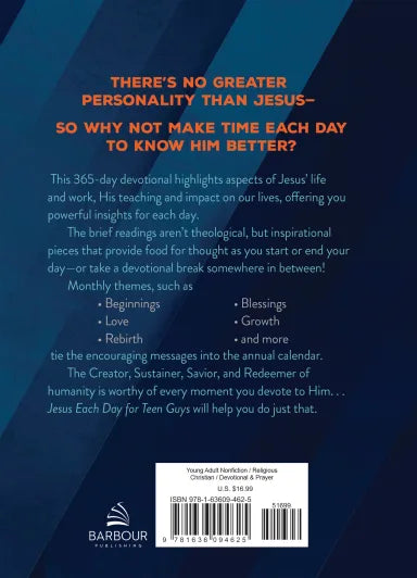 JESUS EACH DAY FOR TEEN GUYS: A 365-DAY DEVOTIONAL