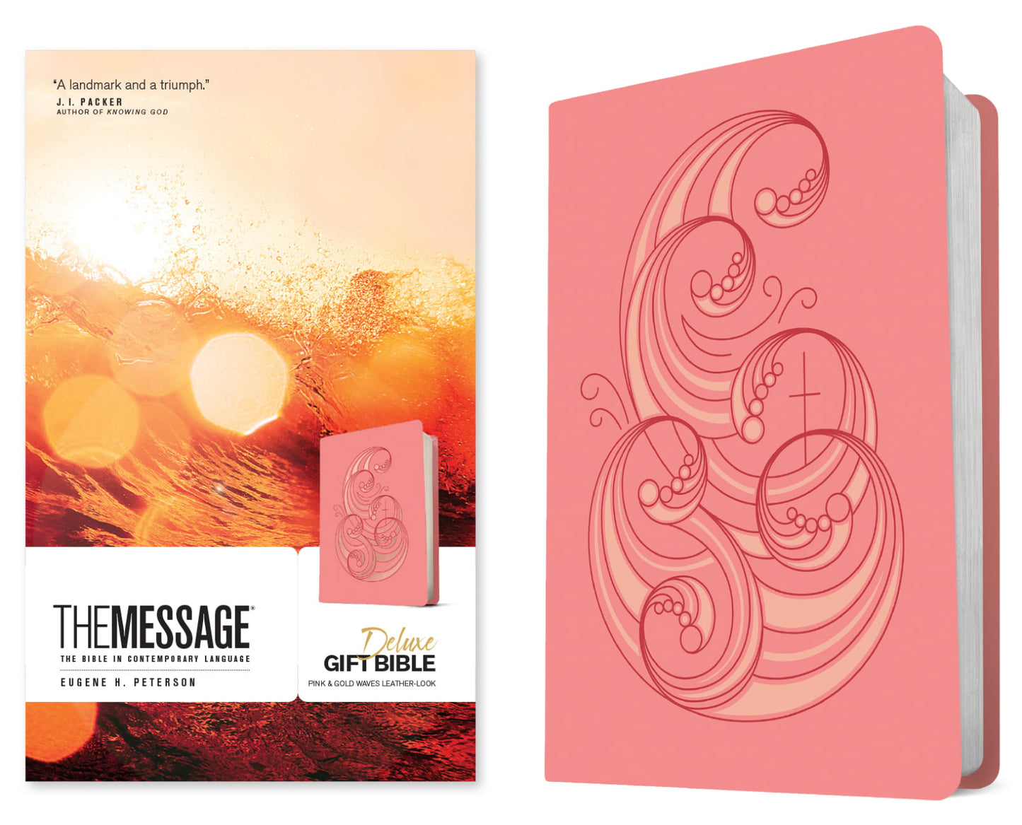 B MESSAGE DELUXE GIFT BIBLE PINK AND GOLD WAVES