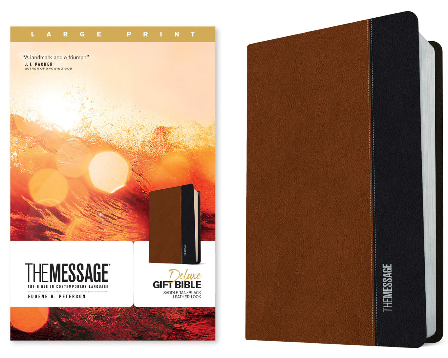 B MESSAGE DELUXE GIFT BIBLE LARGE PRINT SADDLE TAN/BLACK