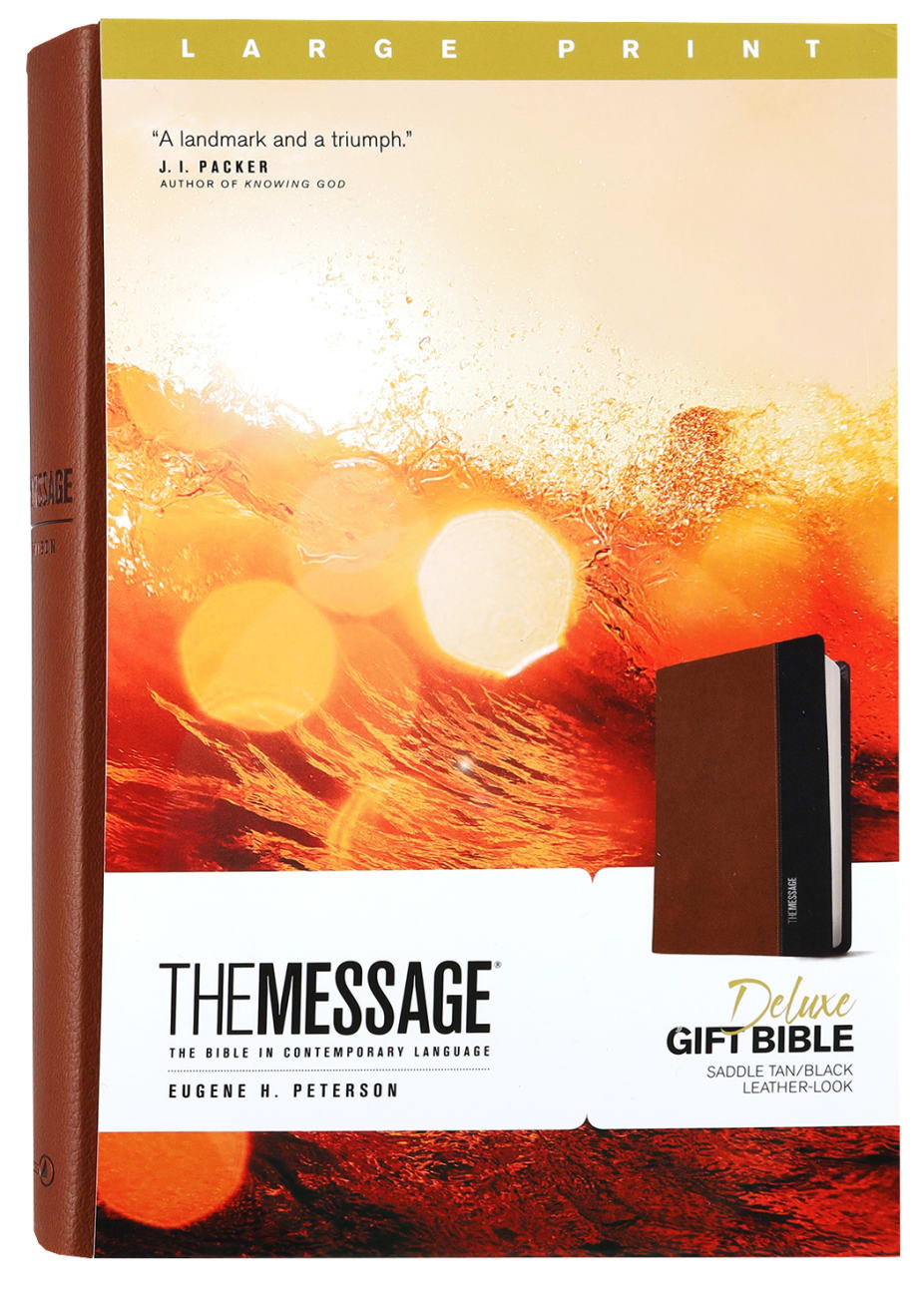 B MESSAGE DELUXE GIFT BIBLE LARGE PRINT SADDLE TAN/BLACK