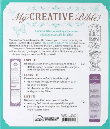 B ESV MY CREATIVE BIBLE FOR GIRLS TEAL BUTTERFLY