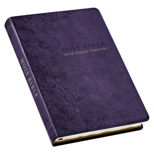 B KJV LARGE PRINT THINLINE BIBLE PURPLE FLORAL THUMB INDEX (RED LETTER EDITION)
