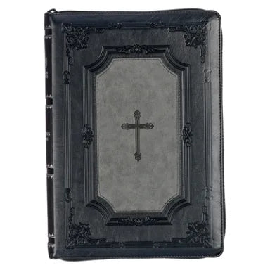 B KJV SUPER GIANT PRINT BIBLE TWO-TONE GRAY THUMB INDEX (RED LETTER EDITION)