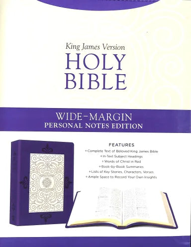 B KJV HOLY BIBLE WIDE-MARGIN PERSONAL NOTES EDITION LAVENDER PLUME