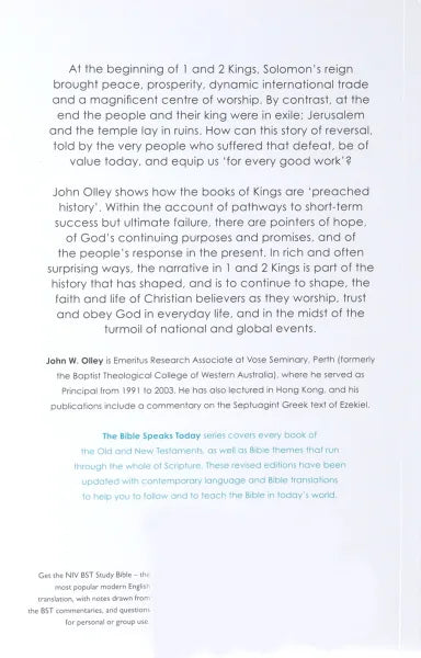 THE MESSAGE OF 1 & 2 KINGS (BIBLE SPEAKS TODAY SERIES)