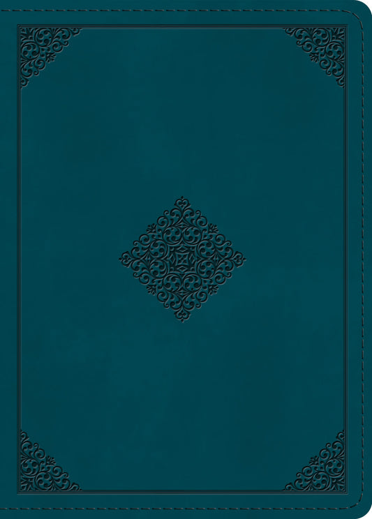 B ESV LARGE PRINT PERSONAL SIZE BIBLE DEEP TEAL ORNAMENT DESIGN (RED LETTER EDITION)