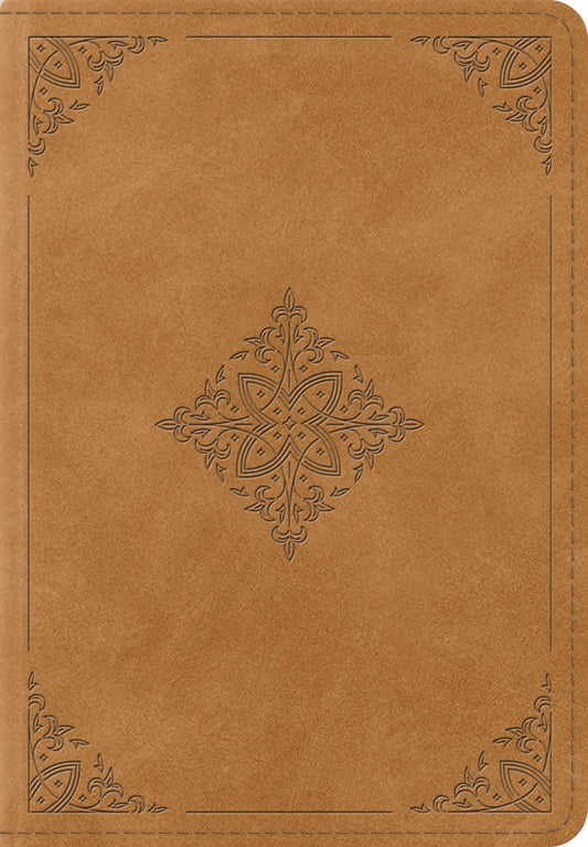 B ESV LARGE PRINT BIBLE NUBUCK CARAMEL  FLEUR DE-LIS DESIGN (BLACK LETTER EDITION)