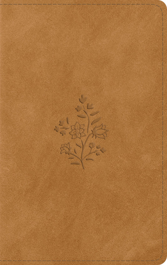 B ESV LARGE PRINT PERSONAL SIZE BIBLE NUBUCK CARAMEL WILDFLOWER DESIGN INDEXED (RED LETTER EDITION)
