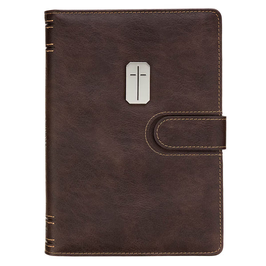 JOURNAL COVER WITH LINED INSERT AND MAGNETIC CLOSURE  BLACK (MAN OF GOD BROWN TRAILHEAD COLLECTION)