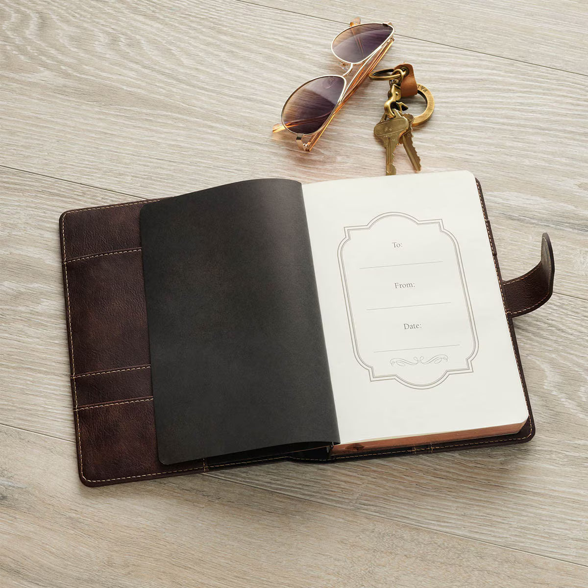 JOURNAL COVER WITH LINED INSERT AND MAGNETIC CLOSURE  BLACK (MAN OF GOD BROWN TRAILHEAD COLLECTION)